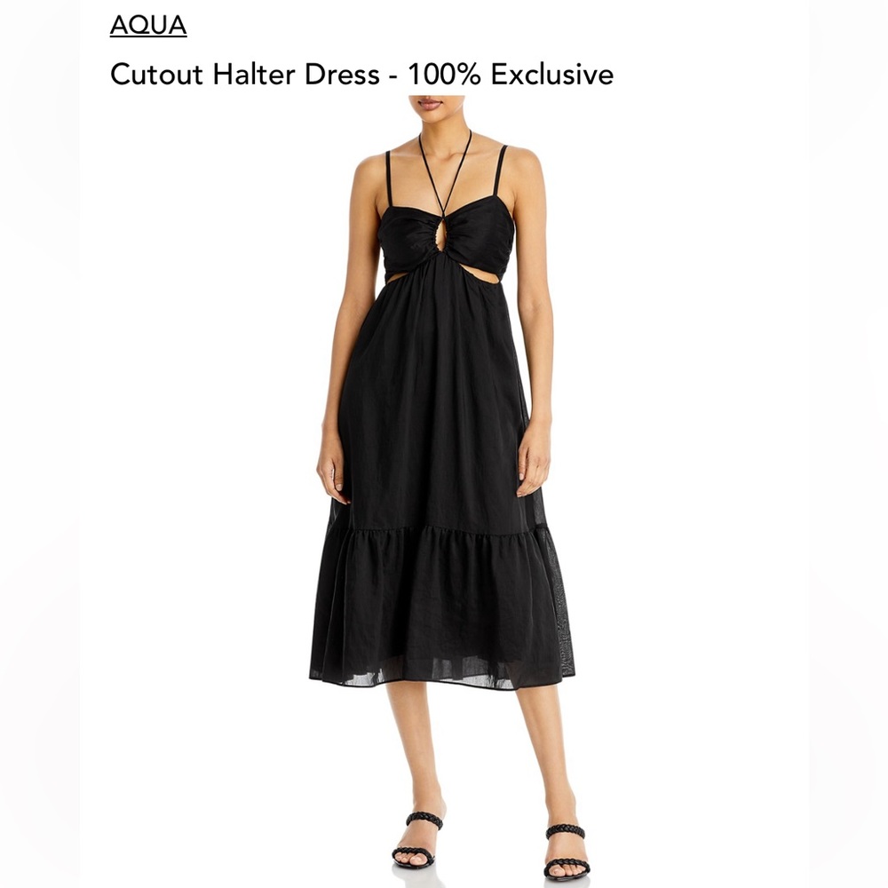 Aqua cutout halter dress